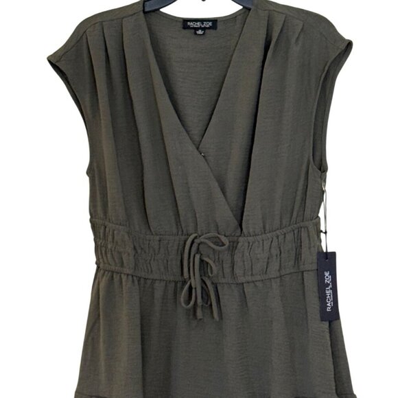 Rachel Zoe Women's V Neck Tiered Dress Green Tie Waist Size XL NWT - Picture 7 of 7